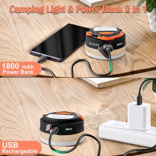2 Pack Camping Lanterns, USB Rechargeable LED Tent Light with Magnetic Base — view 4