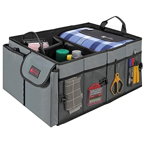 Vinsani Deluxe Car Boot Storage Organiser Bag Anti Slip Foldable Large Tool Box Interior Accessories Declutter Solution Sport Camping Kit Organizer - Suitable for All Vehicles (Grey) — view 2