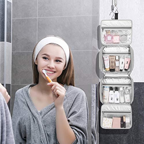 Hanging Travel Toiletry Bag, Large Capacity Wash Bag Waterproof Cosmetic Bag Makeup Organizer with 4 Compartments & 1 Sturdy Hook for Women/Men — view 2