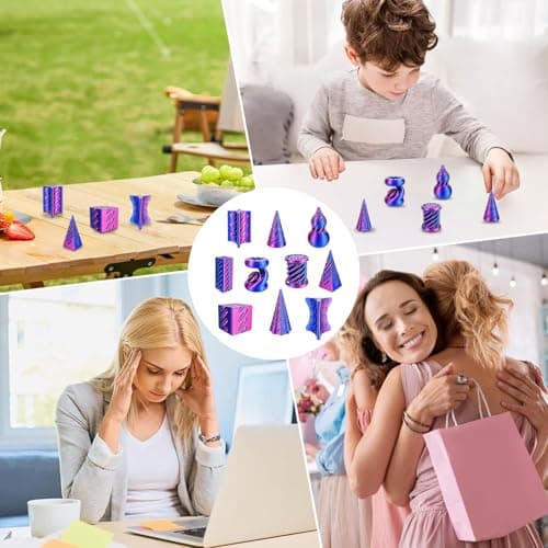 10 Pack 3D Printed Fidget Toy Set, Impossible Magic Passthrough Stress Relief and Focus Toy Fidget Set, Anxiety Sensory Toy for Office Desk, Travel, Classroom (Blue and Red) — view 5