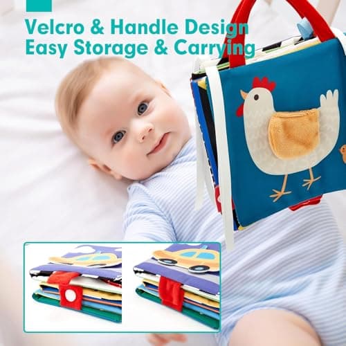 hahaland Baby Sensory Toys 0-6 Months High Contrast Tummy Time Soft Book — view 6