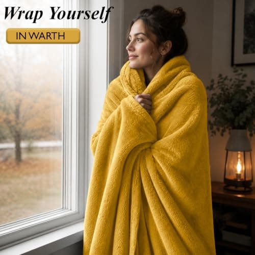 BedLooms Fleece Blanket Yellow Double 150x200 cm, Throws for Sofas and Beds — view 4