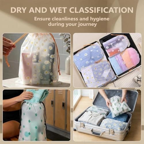 14 PCS Waterproof Packing Cubes Set, Beige Packing Cubes Set — view 6