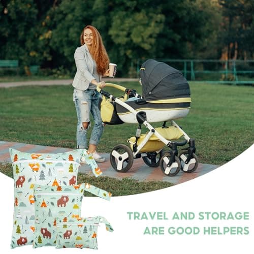 Wrbugukeji Wet Bag, 3 Pcs Reusable Cloth Diaper Bags, Waterproof Wet Dry Bags Reusable Wet Dry Bag with Zip for Clothes Storage Travel Beach Pool Gym Yoga — view 5