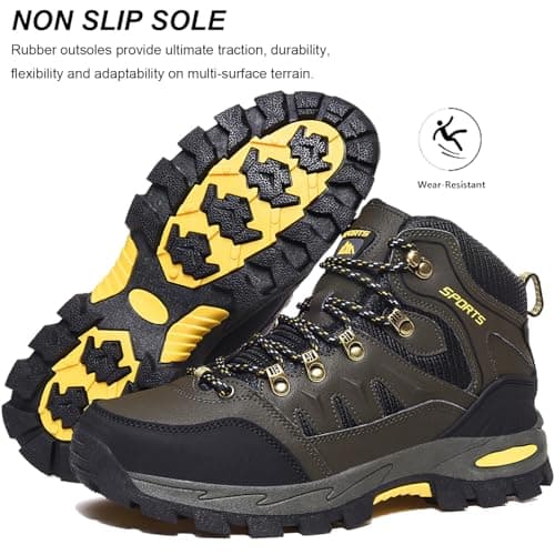 HODTOB Hiking Boots Mens Womens Lace-up Non-Slip Outdoor Men Women Mountain Trekking Shoes for All Season Walking Travelling Backpacking Camping Shoes Sneaker Green 9.5UK — view 5