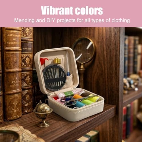 Portable Sewing Kit for Adults, Travel Sewing Supplies with Needles, Colorful Thread, Scissors, Thimble & Mini Sewing-Box for Home & Travel Emergency — view 5