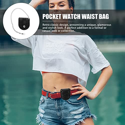 UKCOCO Pocket Watch Leather Belt Bag Bamboo Pattern Portable Waist Bag Small Fanny Pack for Everyday Use Included — view 2