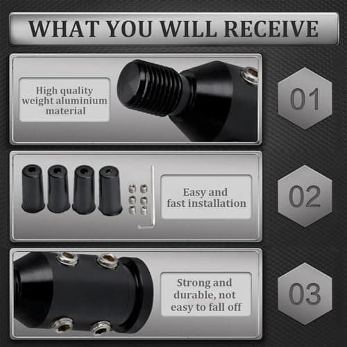 FYHJNC Car Gear Shift Knob Adapter, M12x1.25 Universal Gear Knob Adapter, Upgraded Aluminum Gear Stick Shifter Adapter with 4 Fittings 8mm 10mm 11mm 12mm for Non Threaded Shift Knob-Black — view 4