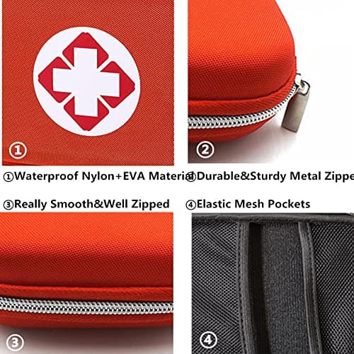 First Aid Kit Bag Empty Waterproof Medications Organizer Portable EVA First Aid Supplies Package Compact Lightweight Emergency Survival Rescue Cases Medical Kit for Home Car Travel Outdoor (Orange) — view 4