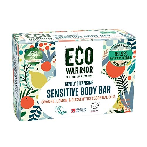 Eco Warrior Sensitive Body Soap Bar, Green Clay & Citrus Oils, Vegan, 100g