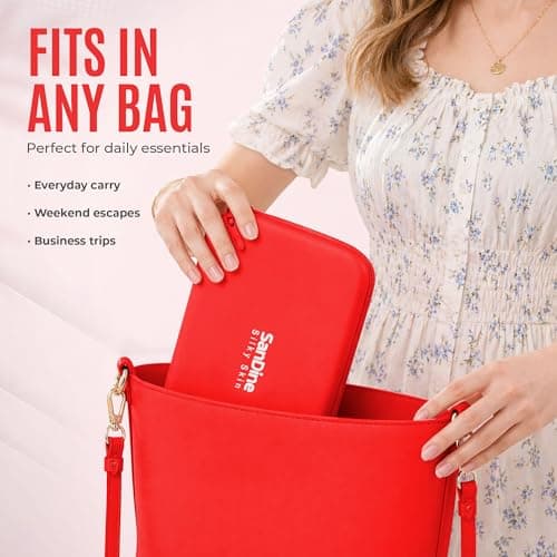 Silicone Cosmetic Bag – Waterproof Travel Makeup Pouch - Food-Grade Silicone Toiletry Organizer for Women & Men – Compact Stylish Multi-Functional Storage - by Sandine (Red) — view 6