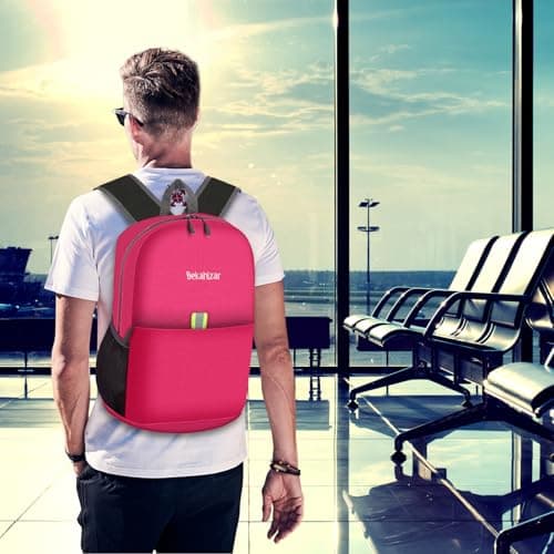 Bekahizar Small Rucksack 15L Packable Backpack Hiking Daypack Foldable Day Bag For Men Women Teens Travel Camping City Walking Mountaineering Climbing (Rose Red) — view 6