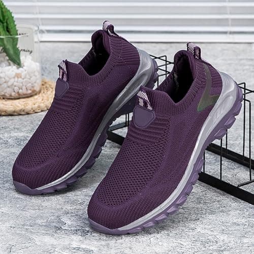 Unisex Slip On Walking Shoes Knit Running Trainers Lightweight Sneakers — view 2