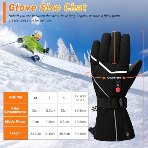 COVVY Heated Gloves for Men Women, 7.4V 3000mAH Rechargeable Battery Touchscreen Ski Heating Gloves, 3 Adjustable Heating Levels, Hand Warmer for Winter Skiing Hunting Cycling Camping (XL) — view 2