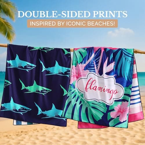Casa Platino Beach Towels 6-Pack Extra Large – 32"x71" Sand-Free, Quick-Dry & Lightweight – Double-Sided Printed Pool, Swim & Travel Towels for Adults, Kids, Camping & Beach Essentials – Henley — view 6