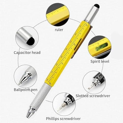 RLMVGBX 6 in 1 Multi Tool Pen, 2 Pcs, Aluminium, Black and Yellow — view 5