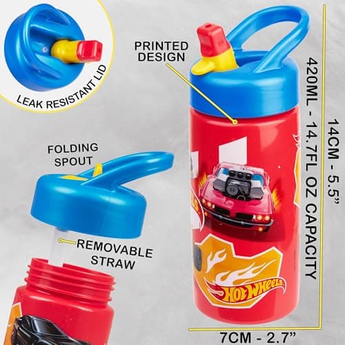 Get Trend Hot Wheels Insulated Lunch Bag Set for Boys, 3 Pcs Kids BPA Free Bento Lunch Box 420ml Water Bottle with Straw & Food Bag, Travel Picnic Supplies, School Essentials (Multi Hot Wheels) — view 5