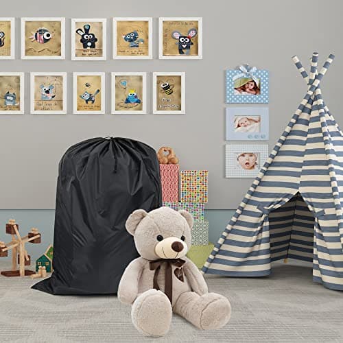2Pcs Storage Bag, 110 x 140cm Extra Large Drawstring Clothes Storage Bag, Foldable Oxford Fabric Large Capacity Underbed Organizers for Duvet Pillows Quilt Clothes Shoes Toy Storage - Black — view 5