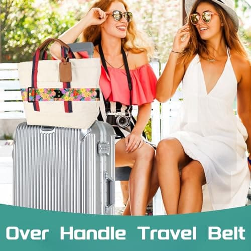 OffiEase Luggage Straps for Suitcases Travel Belt - Baggage Identifiers Suit Case Accessories with Buckle Nylon Adjustable Band Over Handle for Airport 2 pack Black Cat — view 6