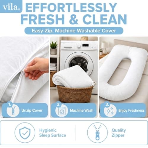 VILA by Nordic Cloud U-Shaped Pregnancy Pillow White Velvet 70x140cm — view 6