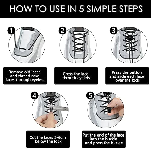 flintronic Elastic No Tie Laces, Adjustable Tieless Shoelaces with Strong Lock for Adults and Kids, No-Tie Shoe Laces for Sneakers, Hiking Boots and Casual Shoes, 6-Pack, One Size Fits All — view 4