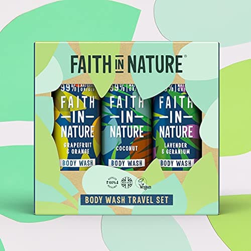 Faith In Nature 3 x 100ml Natural Body Wash Travel Gift Set, Vegan & Cruelty Free, No SLS or Parabens — view 2