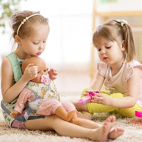 Aolso Baby Carrier Soft Cotton, Front and Back Carrying with Adjustable Straps for 14" to 18" Doll, Carrier Accessories for Kids (Green) — view 6