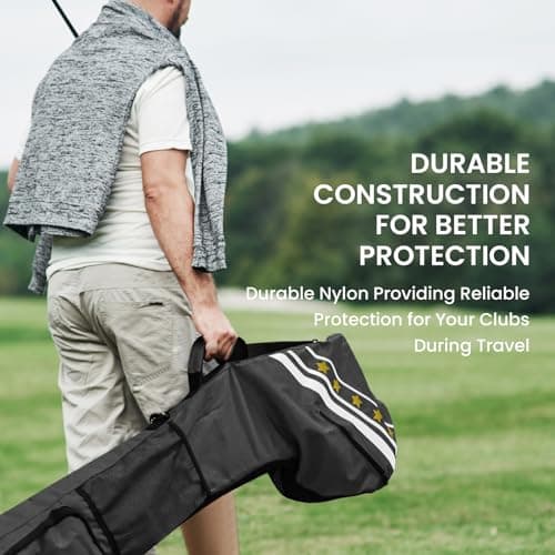 Golf Sunday Carry Bag for Men Women Lightweight Driving Range Zippered Waterproof , Golf Club Carry Case Travel Bag 49" Holds Up to 10 Clubs Portable Foldable (Black) — view 6
