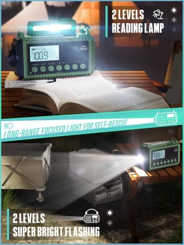 ROCAM Wind Up Radio with FM/SW, Portable Solar Powered Radio — view 5