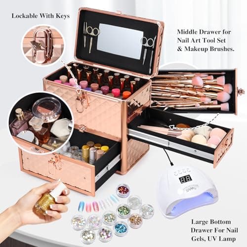 Large Vanity Case Makeup Box Nail Technician Case Nail Polish Organiser — view 5