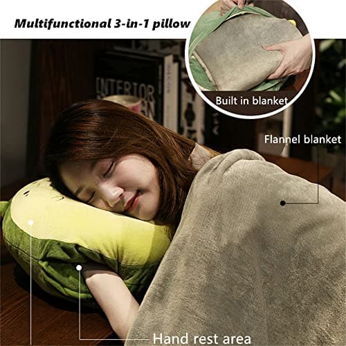 YGMXZL Travel Blanket and Pillow,3 in 1 Plush Toy Pillow,Blanket and Hand Warmer,Foldable Blanket Extend Throw Pillows for Home Office Car Sofa (Avocado, L) — view 3