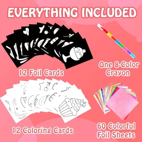 Foil handicraft Book,Art and Craft for Kids-Create Sparkly Food Pictures,No Mess Colouring Book,Art & Craft Supplies Kits,DIY Creative Activity Travel Toy Gifts,Ideal Gifts for Girls Boys Ages 4+ — view 2
