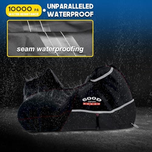 Rosefray Motorcycle Cover with Side+Top Box Heavy Duty 600D Waterproof for Touring Models Harley Davidson Ultra Limited,Road Glide Limited, Gold Wing,Road Master,Indoor & Outdoor Storage Black — view 3