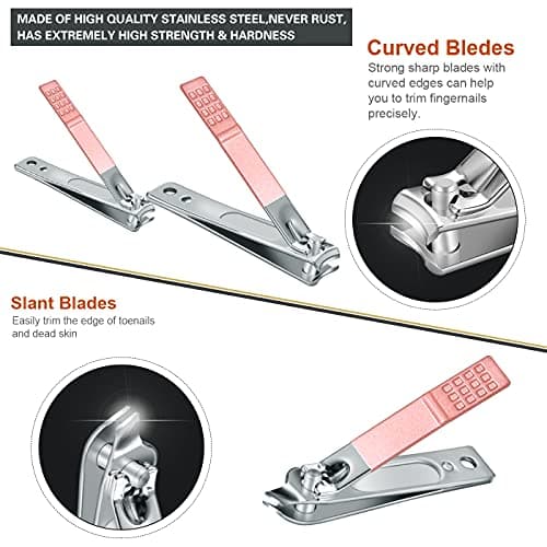 Manicure Set Professional Pedicure Nail Clippers Kit 18 Pcs,Beige/Pink — view 2