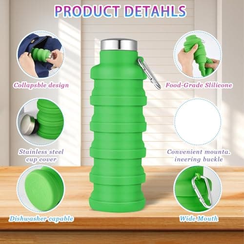 8 Pack Collapsible Water Bottles for Kids, Silicone Sport Travel Bottle — view 3
