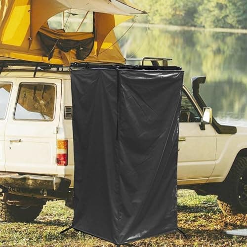 Shower Enclosure - RV Side Privacy Tent | Portable Changing Room & Toilet Cubicle | Magnetic Tailgate Mounted Shelter, Waterproof Oxford Fabric For Camping Truck SUV Beach Road Trip Used — view 6