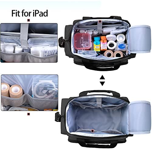 Trunab Medical Bag Empty – Nurse Supply Bag with Shoulder Strap, Black — view 3