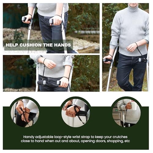 Fitness Magpie Neoprene Crutches Handle Pads – Comfortable Anti Slip Hand Grip with Wrist Strap Technology – Pair of Cushion Crutch Pads for Walking Sticks UK (Black) — view 4