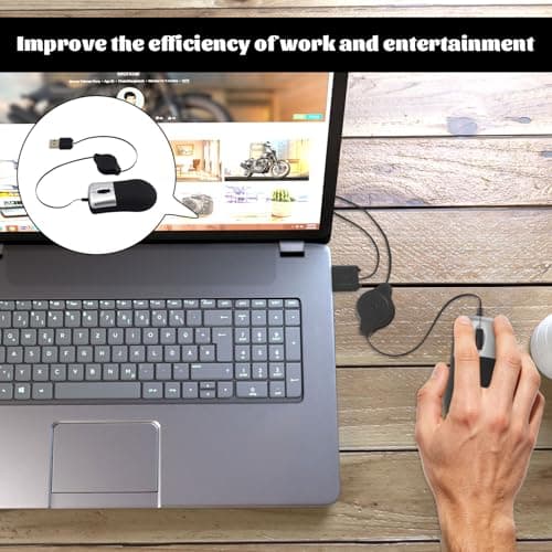 Lilyphon Mini Mouse, Small Mouse, Travel Mouse with Retractable Cable, Mini Mouse for Laptop for Business Trips and Mobile Office Work — view 5