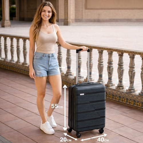 LUGJET 55x40x20 Ryanair Priority Cabin Suitcase, Also for EasyJet, Jet2, Lightweight,ABS Hard Shell, Durable 4-Wheel Cabin Case, Carry-On Size 10kg Hand Luggage, Travel Bag — view 3
