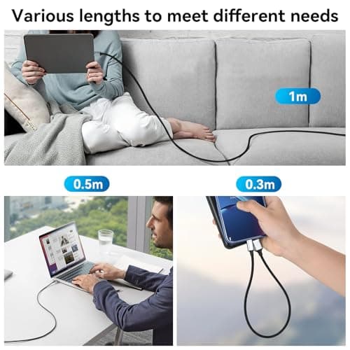 aceyoon USB C Cable Set, 3A Charging Cable USB Type-C Nylon Braided USB A to USB C Short Cables for iPhone 17/16/15 Pro Max, Galaxy S24/S23/Note 20/A54, Pixel 8/7, Switch 2 — view 6