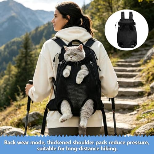 Viilich Adjustable Pet Carrier Backpack, Leg Out Ventilated Mesh Dog Cat Front Backpack, Dual Wear Pet Travel Bag for Small Medium Pets, Suitable for Hiking Biking Airplane Outdoor — view 4