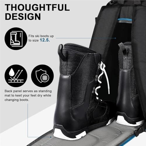 PSNKLMM Ski Boot Bags USB Charging Port Shoulder Backpack Ergonomics Nylon Bags Snowboard for Ski Boots — view 6