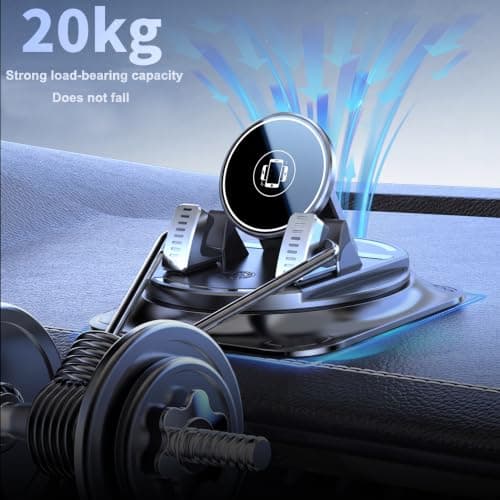FOUDOL 360° Rotatable Car Dashboard Phone Mount, One Hand Release Auto Phone Holder, Non-Slip Gel Base Spring Clip Cell Phone Stand, Universal Compatible with iPhone Samsung All Smartphones(1pcs) — view 3