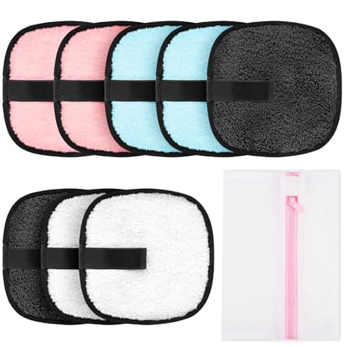 AOOWU Reusable Makeup Remover Pads and Eye Makeup Remover Pads Set, 8 Pack Face & Skin Cleaner Pads, Ultra Soft, Washable, Reusable Face Pads with Wash Bag, Makeup Remover Cloth for All Skin Types