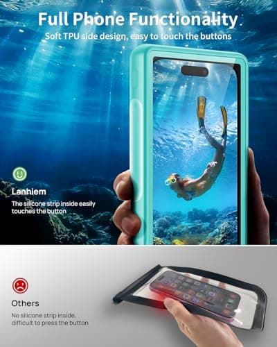 Lanhiem Waterproof Phone Case Universal, Professional IPX8 Waterproof 15M Diving Phone Cover [Underwater Touchscreen] Case for iPhone Samsung Google Xiaomi and 4.7-6.9'' Mobile Phones,Blue — view 4