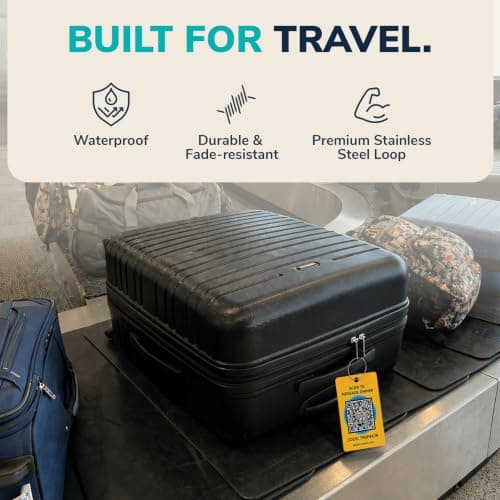 Smart Luggage Tags | Privacy QR Code Luggage Tag, Yellow, 2"x3" — view 5