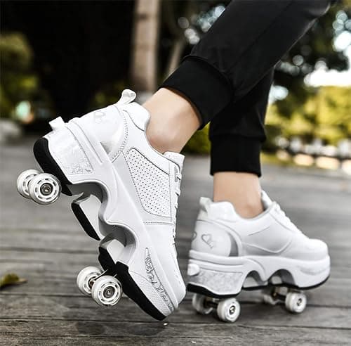 Roller Shoes with Wheels - Comfortable Quad Skates for Girls & Men, Breathable, Adjustable, Hidden Wheel Trainers — view 2