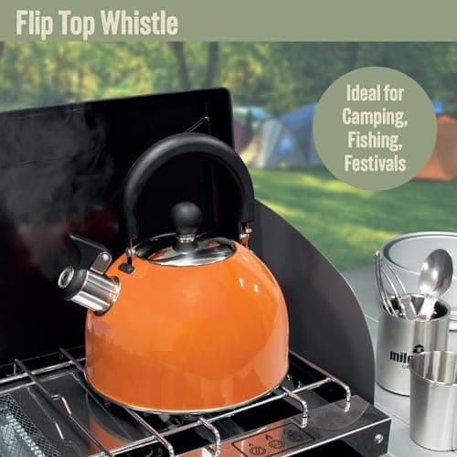 Milestone Camping 24860 2L Whistling Camping Kettle/Durable and Lightweight/Pouring Spout and Heat-Resistant Handle/Metallic Orange/Ideal for Camping, Fishing, Workshops and Garages — view 4