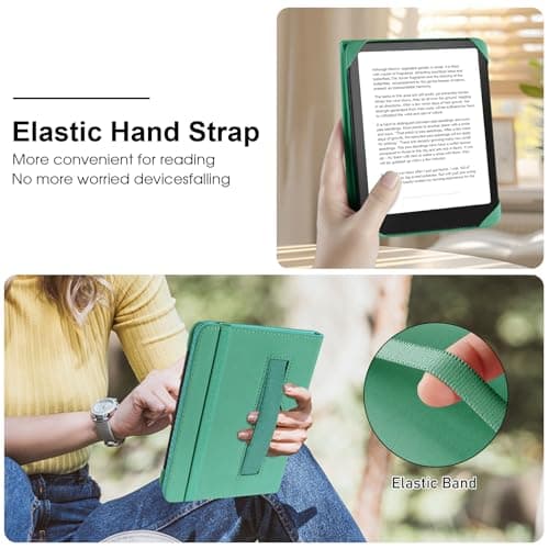 HoYiXi Universal Case for 6 inch Kindle eReader Compatible with Paperwhite(2025/2018)/PocketBook and Tolino/Kobo Clara HD,6" eReader Protective Case Cover Elastic rope,Green — view 5